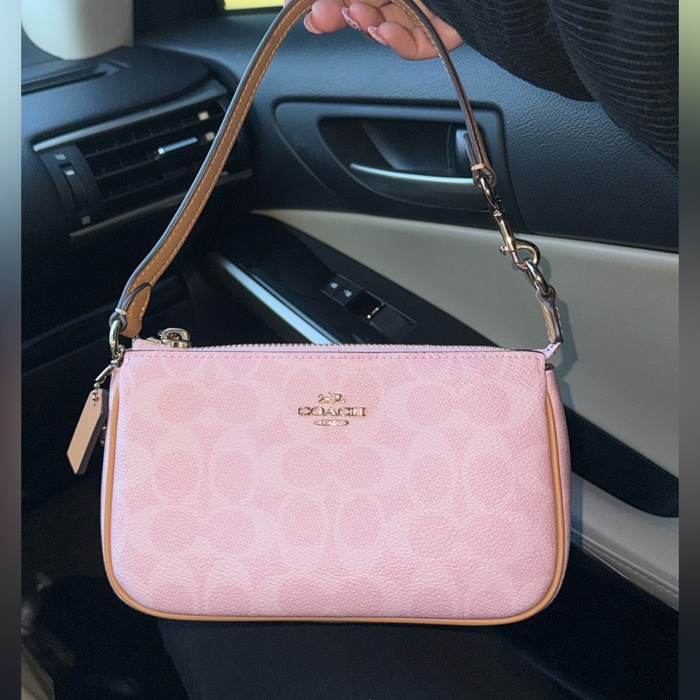 Coach Nolita 19 In Signature Canvas Gold/Powder Pink CDW31 NWT